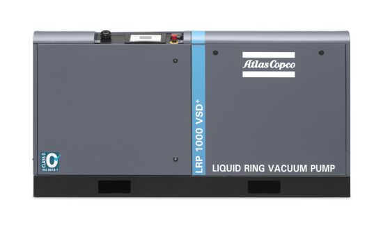 Pompa per vuoto AC con motore LRP 1000 VSD+ con dimensioni 1950x810x1020 MM e FAD 1050 metri cubi all'ora a secco, 1140 metri cubi all'ora a umido