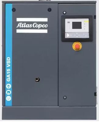 Compressore industriale GA15VSD della serie GA con una gamma di pressione da 4 a 10 bar progettato per un funzionamento silenzioso
