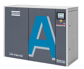 Compressore d'aria a vite Atlas senza olio 15kw AQ 15 VSD Iniezione d'acqua