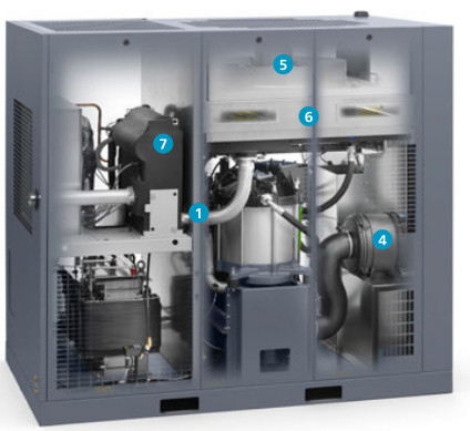 Compressore d'aria a vite Atlas GA75VSD+ FF 75kw Asciugatrice integrata